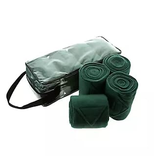 Fleece Polo Leg Wraps for Horses - Premium Thickness and Quality Including Storage Bag Green