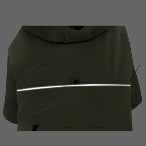 Large Dog Down Jacket Hoodie Coat Winter Waterproof,Reflective Warm Dog Clothes Clothing Thick Padded for Medium Big Dogs, with Real Pocket(34) 34 ArmyGreen
