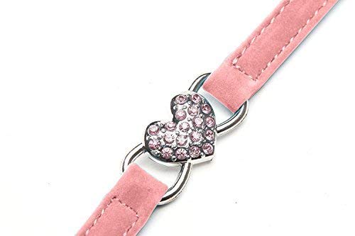 CHUKCHI Heart Bling Cat Collar with Safety Belt and Bell 8-11 Inches(Pink) Pink