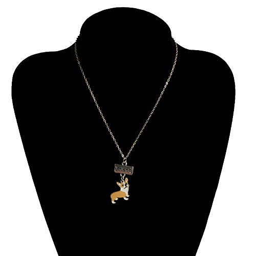 Best Friend Necklaces,Lovely Dog Pendant Friendship Set Metal Necklace for Valentine's Day Present Birthday Christmas Yellow+Black Corgi - PawsPlanet Australia