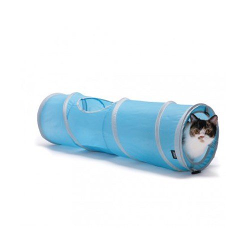 2 Way Cat Tunnel Pet Play Tube - Collapsible Tunnel for Small Pet /Cat /Kitty /Doggy /Rabbit Blue