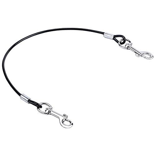 Mogoko Pet Dog Car Seat Belt Restraint, Coated Stainless Steel Chew Proof Dog Vehicle Safety Tether Cable, Double Clip No-Chew Pet Car Leash Lead-16 Inch Black 16 inch/40 CM - PawsPlanet Australia