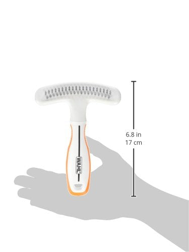 WAHL 2-in-1 Combination Double Row Pet Rake with Hair Shedding Blade for Dog or Cat Fur by The Brand Used by Professionals – Model 858424, Orange and White - PawsPlanet Australia