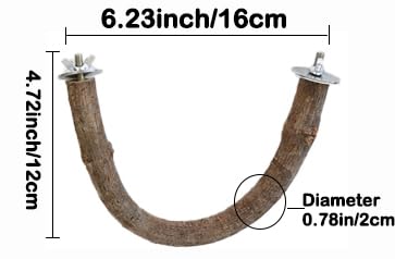 2Pcs 6.2inch Parrot Bird Natural Wood Stand Perch Swing U Shape Stick Bird Perches Bird Cage Toy for for Small to Regular Size Birds brown 2X6.2inch - PawsPlanet Australia