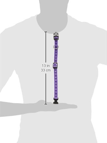 Casual Canine TwoTone Pawprint Dog Collar, 10-16-Inch, Purple 10-16 inch - PawsPlanet Australia