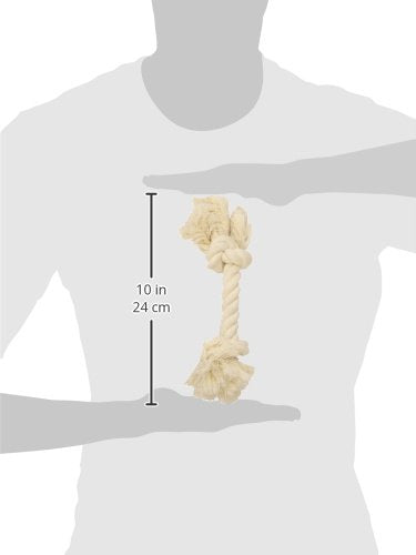 Mammoth Flossy Chews 100 Percent Natural Cotton Rope Dog Toys - Premium White Knot Dog Rope Toy - Interactive Dog Tug Toy - Tug Dog Chewy Toy for Small Dogs - Small 9" Small 9" 2 Knot Rope Bone - PawsPlanet Australia