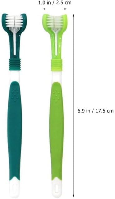 Green Dog Toothbrush, Triple Headed Dog Toothbrush for Pet Dental Care Supplies