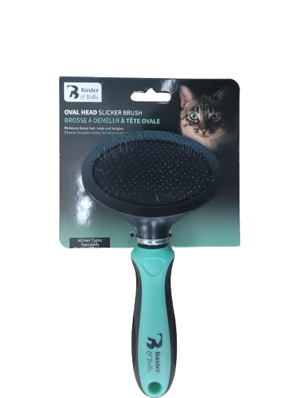 Baxter & Bella Oval Head slicker brush. Helps remove dander, loose hair and Matting from your cats coat. - PawsPlanet Australia