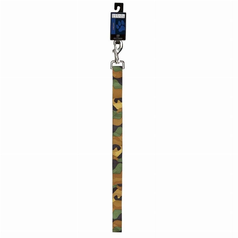 Casual Canine Camo Dog Lead, 4-Foot x 5/8-Inch, Green 4-Feet x 5/8-Inch Lead - PawsPlanet Australia