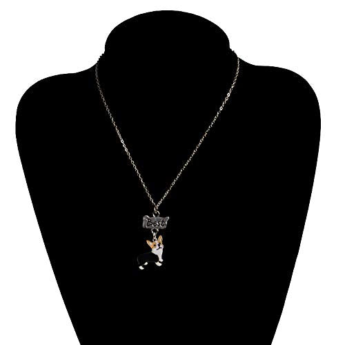 Best Friend Necklaces,Lovely Dog Pendant Friendship Set Metal Necklace for Valentine's Day Present Birthday Christmas Yellow+Black Corgi - PawsPlanet Australia