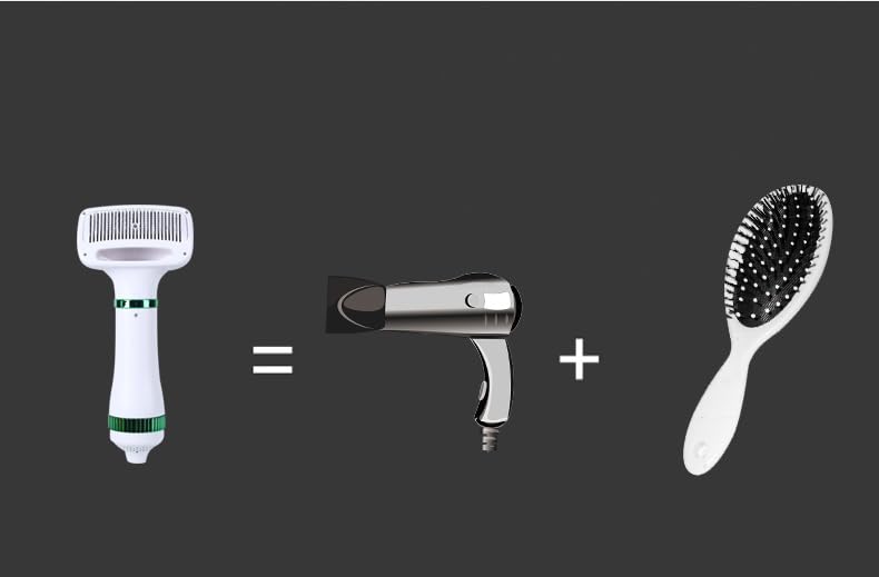Pet Hair Dryer, 2-in-1 Convenient Dog Blower, 300W Pet Grooming Hair Dryer with Spike Rake Brush, Adjustable Temperature for Small/Medium Cats and Dogs - PawsPlanet Australia
