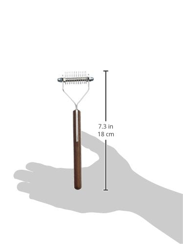 Mars Coat King Blunt Dematting Undercoat Grooming Rake Stripper Tool for Dogs and Cats, Stainless Steel with Wooden Handle, Made in Germany, 12-Blade - PawsPlanet Australia