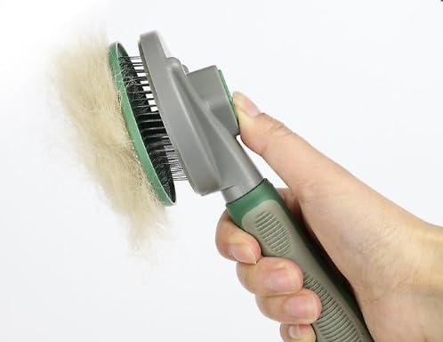 Pet Grooming Tool Needle Brush, Self Cleaning Slicker Brushes for Pet Grooming, Remove Undercoat, Shedding Hair from Long or Short Hair Pro. Curved Needle - Orange - PawsPlanet Australia