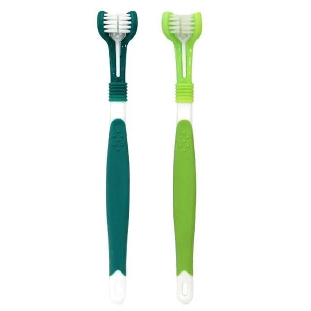 Dog Toothbrush, Triple Headed Toothbrush Dog Toothbrush for Pet Dental Care Health Supplies - PawsPlanet Australia