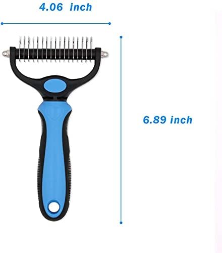 JASWELL Pet Grooming Tool- 2 Sided Undercoat Rake for Dogs &Cats-Safe and Effective Dematting Comb for Mats&Tangles Removing-No More Nasty Shedding or Flying Hair Blue - PawsPlanet Australia