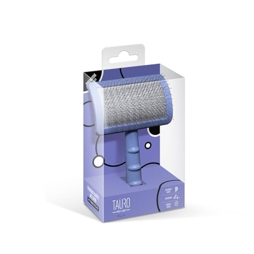 Dog Brush for Shedding Long and Short Hair, Plastic Soft Slicker for Grooming Haired Dogs and Cats, Flexible Cushion and Non-Slip Grip, Rectangular, 4,13 x 6,29 inch, Purple - PawsPlanet Australia