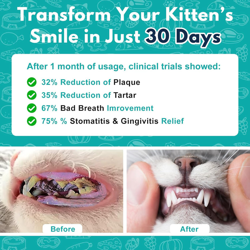 Cat Dental Care – Relieves Gingivitis – Inhibits Plaque & Tartar Buildup, Protects Gum Health and Relieves Bad Breath and Bleeding Gums, Natural Plant Extracts, 120 Easy-To-Swallow Tablets - PawsPlanet Australia