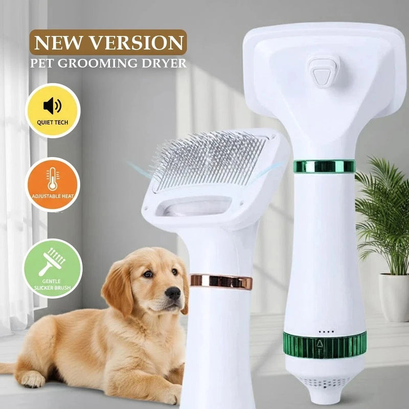 Dog Hair Dryer - Portable and Quiet 3 in 1 Pet Grooming Hair Dryer Blower with Slicker Brush - Small and Medium Cats and Dogs - Adjustable Heat Setting - PawsPlanet Australia