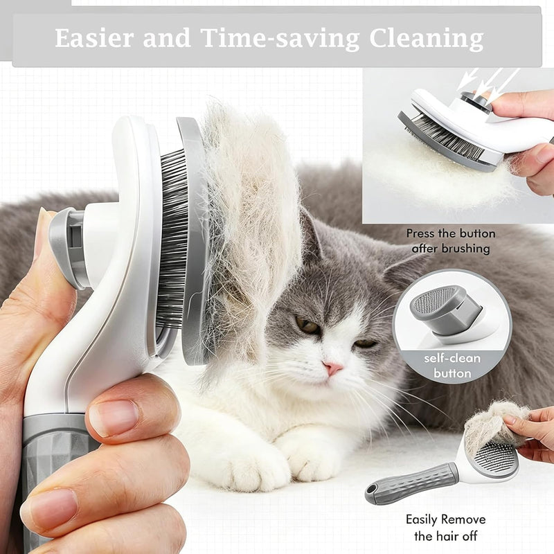 Hepper Deshedding Brush for Cats and Kittens - Removes Shed Fur From Short, Medium, or Long Hair With One Press
