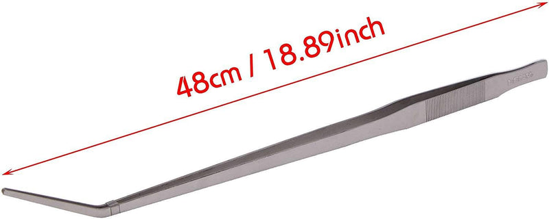 18.9 inch Heavy Duty Extra Long Tweezers for Salt & Fresh Water Fish Tank, Curved SUS 304 Stainless Steel Aquascape Tweezers for Aquarium & Terrarium, Large Metal Snake Feeding Tongs