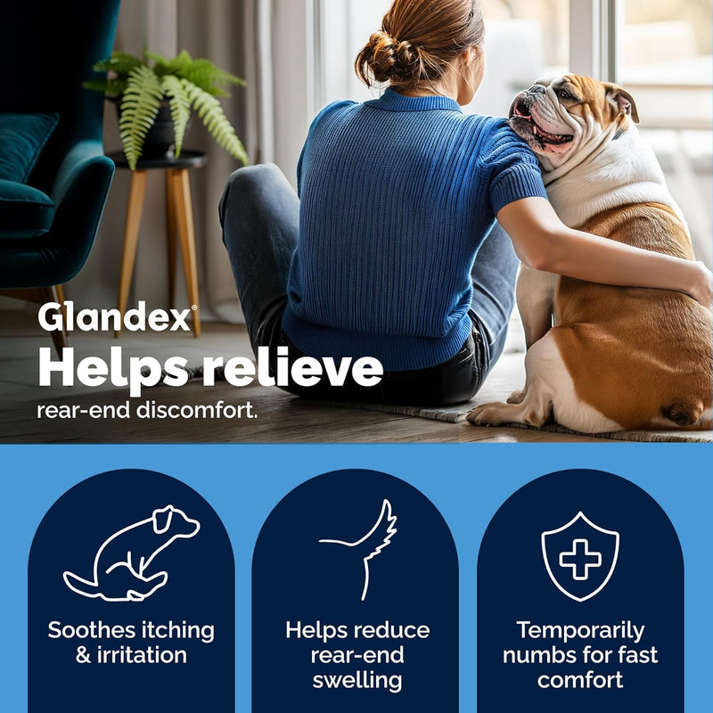 Vetnique Labs Glandex Medicated Dog Anal Gland Spray - Pain Relieving & Anti-Itch Formula to Soothe Inflamed Anal Glands in Dogs & Cats - Fast Acting Clinical Formula - Boot The Scoot (4oz)