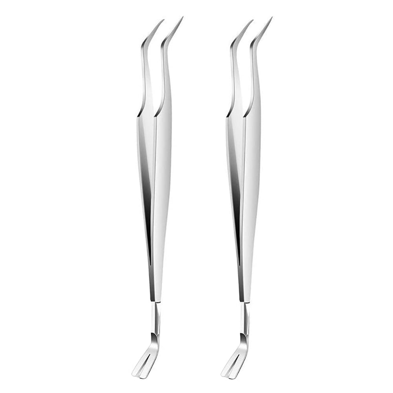 2 Pcs Stainless Steel Tick Tweezers Dual Tipped Tick Remover Tool First Aid Tweezers Tick Killer Tweezer for Human Dogs Cats