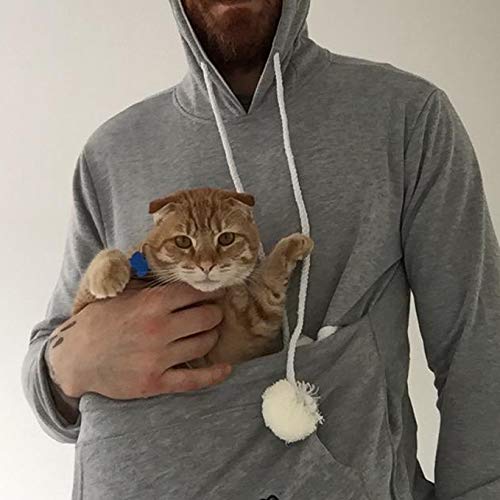 Women Pet Carrier Sweater Puppy Kitten Pouch Hoodies Long Sleeve Plus Size Tops Small Light Grey - PawsPlanet Australia