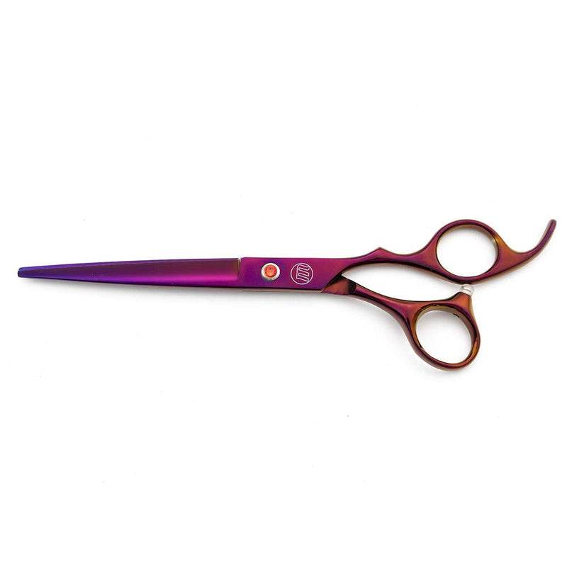 Moontay Professional 7.0" Dog Grooming Scissors Set, 4-pieces Straight, Upward Curved, Downward Curved, Thinning/Blending Shears for Dog, Cat and Pets, JP Stainless Steel, Purple 7 Inch (Pack of 4)