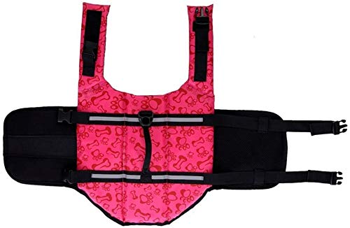 Dog Life Jacket Swimming Safety Coat Floatation Life Vest Life Saver with Handle for Small Dog Puppy Large Dog (Pink Bone, XS) X-Small Pink Bone