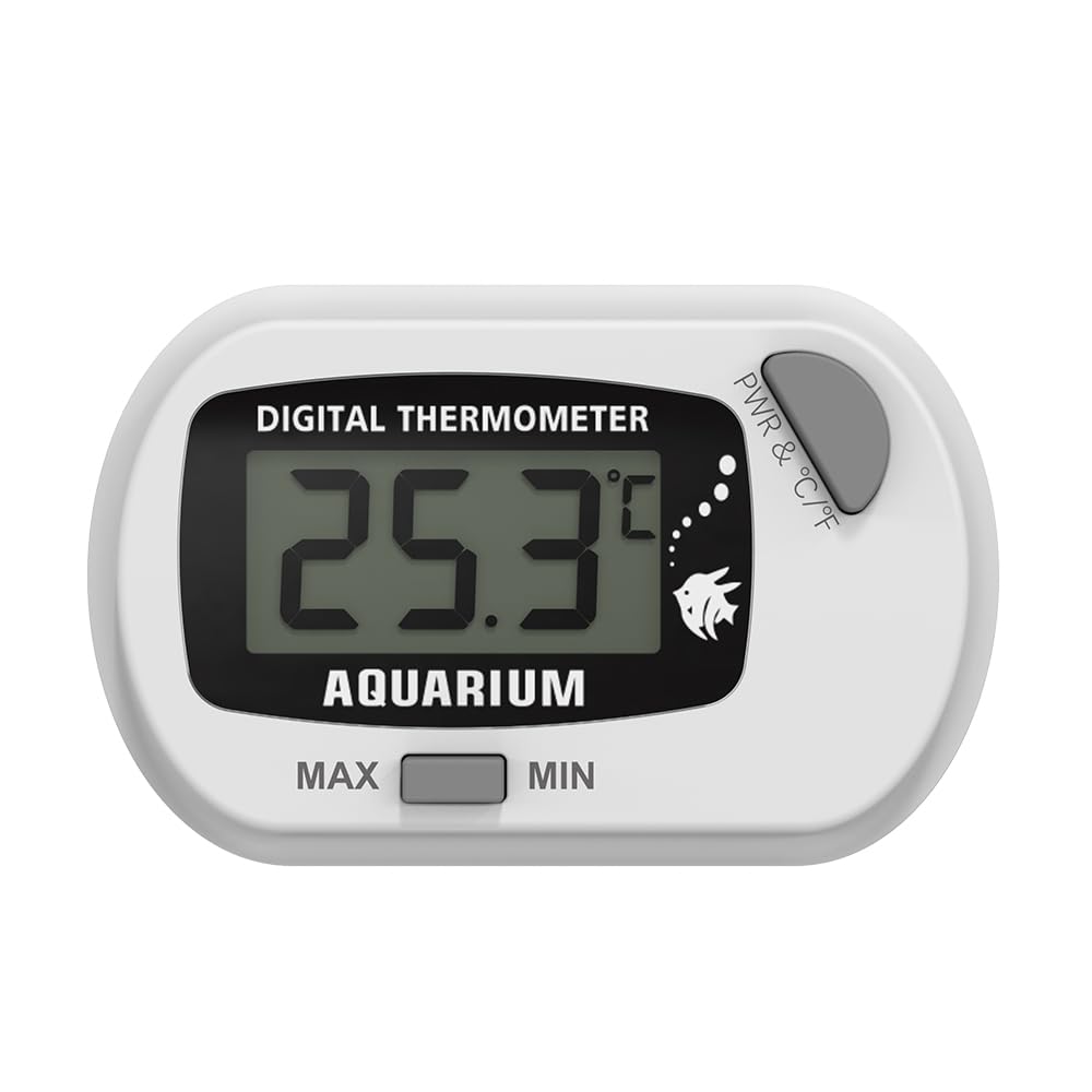 Stick-On Fish Tank Thermometer Reptile Thermometer Hygrometer Digital Thermometer Aquarium Thermometer Reptile Thermometer with MAX/MIN LCD Display Terrarium Water Temperature Test (White Gray)