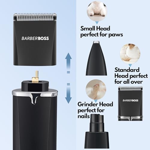 BarberBoss Cordless Pet Grooming Kit for Dogs & Cats, Dog Clippers with Nail Grinder, Quiet Pet Hair Trimmer, USB Rechargeable Groomer Set, Cordless Clippers for Cats - PawsPlanet Australia