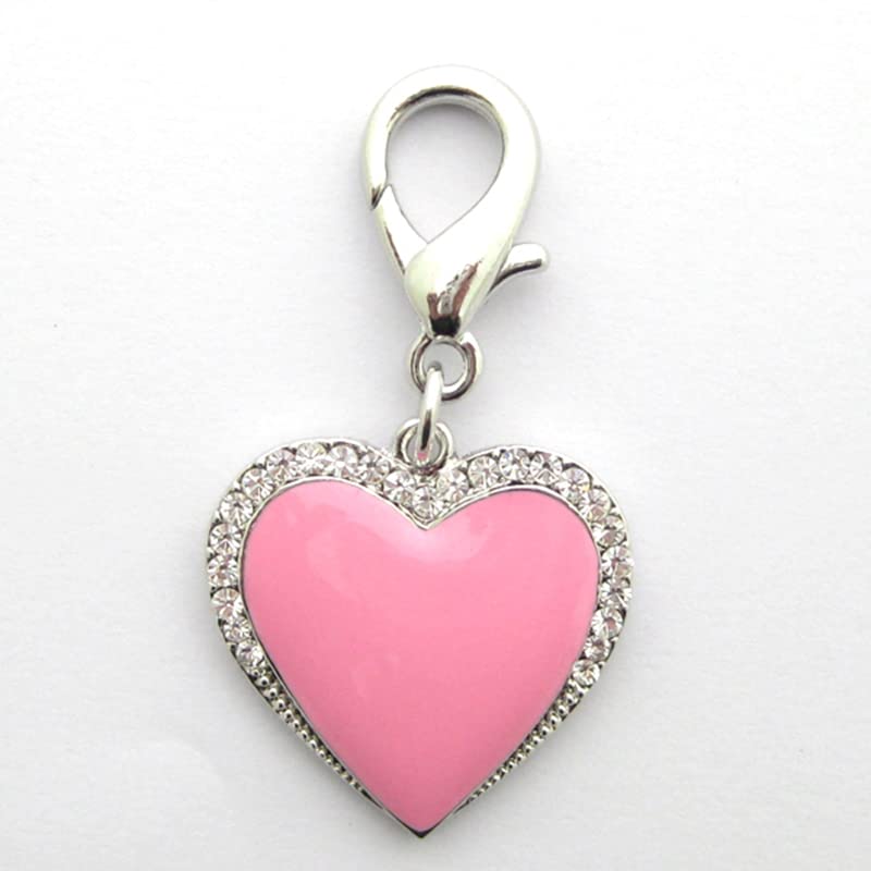 Dog Cat Rhinestones Love Charm Pendant Jewelry Pet Puppy Necklace Collar Accessory Pink - PawsPlanet Australia