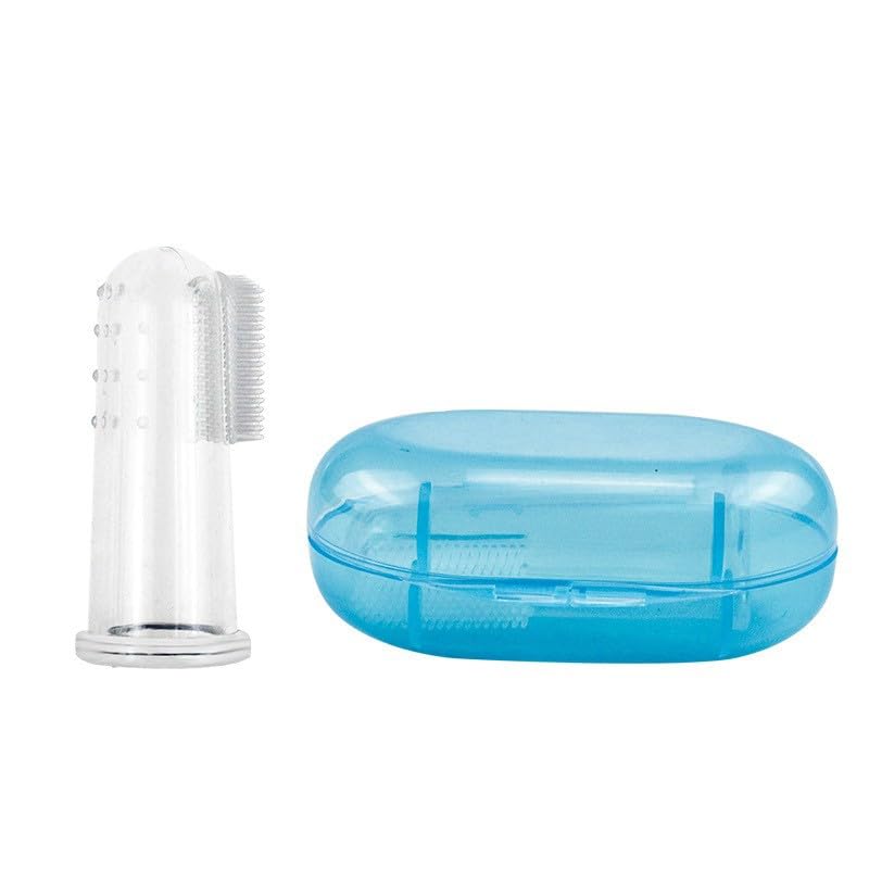 Pet Finger Toothbrush Set – Soft Silicone Toothbrush for Dogs & Cats – Gentle Finger Brush for Small Pets Dental Care (Blue Box Set) Blue Box Set