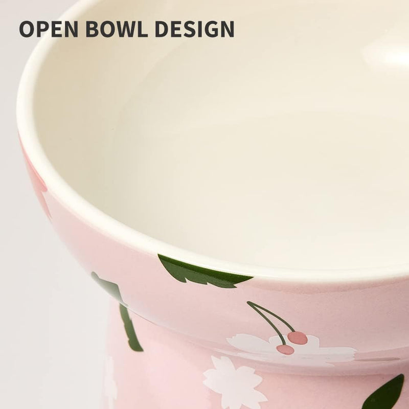 PETKIT Raised Cat Bowl, Ceramic Cat Food Bowl Non-slip, Stress Free, Anti Vomiting, Backflow Prevention Cat Water Bowl, Dishwasher and Microwave Safe, Pink - PawsPlanet Australia