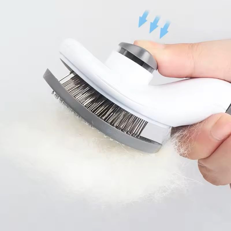Generic Pet Grooming Brush, Gray - Self Cleaning Dematting Comb for Cats and Dogs, Bristles with Massage Particles, Ergonomic Handle Design, Easy to Use, for Long or Short Hair Breeds, Stainless Steel - PawsPlanet Australia