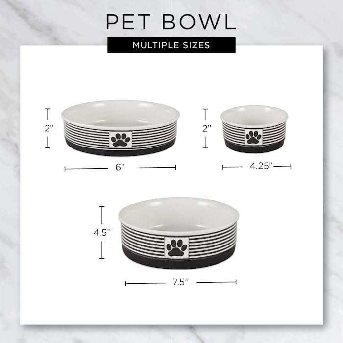 Bone Dry Ceramic Food & Water Bowls for Pets Non-Slip for Secure, Less Messy Feeding, Microwave & Dishwasher Safe, Small Set, 4.25x2, Rainbow Paw, 2 Count Small Set, 4.25x2"
