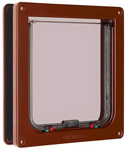 Cat Mate 4-Way-Locking Large Cat Flap (221) - Secure Lockable Door for Large Cats and Small Dogs, Easy to Install and Use, for UPVC/Metal, Wall and Wood, Brown - PawsPlanet Australia