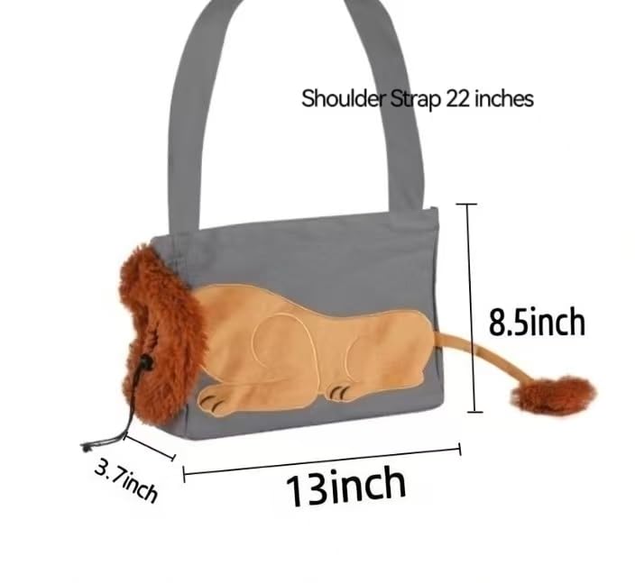 Dog Carrier Bag, Cat Sling Carrier Soft, Portable Dog Small Purse, Pet Carrier for Puppy, Lightweight Travel Hiking Bag, Lion Design Canvas,Petmate Chihuahua, Vet Visits, Outdoor Walking gray