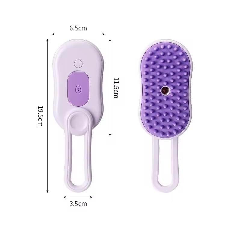 2024 Multifunctional Pet Grooming Brush - 3-in-1 Detangling and Massage Comb for Removing Loose Hair from Cats and Dogs Purple (Oblong) - PawsPlanet Australia