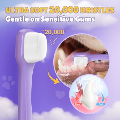 Tiny Dog Toothbrush for Small Dogs + Natural Coconut Oil Cat & Dog Toothpaste