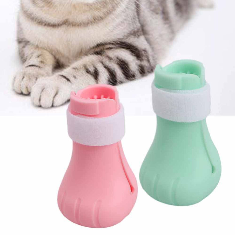 Vctitil 4Pcs Cat Shoes Anti-Scratch Silicone Cat Shoes Boots,Adjustable Cat Paw Protector Foot Covers Cat Claw Protection for Home Bathing(Green) green - PawsPlanet Australia