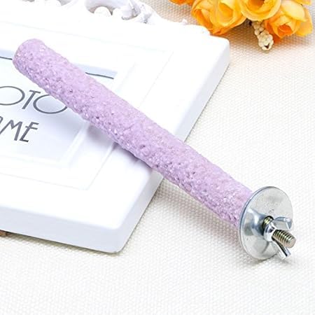 1Pc Color Random Bird Perch Stand Toy Wood Parrot Perch Stand Grinding Claw Sticks Sanded Surface Cage Toy for Parakeets Finches Parakeet Toys