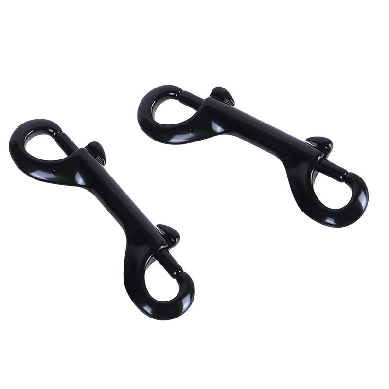 2 Pcs Double Ended Bolt Snap Hooks Zinc Alloy Trigger Chain Clips Heavy Duty Metal Spring Hook for Pet Dog Leash Collar Leash Horse Tack - Black - PawsPlanet Australia