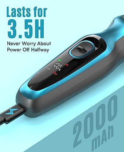 oneisall Dog Clippers Professional for Thick Hair, Heavy-Duty Grooming Kits with Detachable Metal Blade, Low Noise, 210 Min Run Time, Cordless Pet Shaver for Cockapoo Poodles DTJ-001