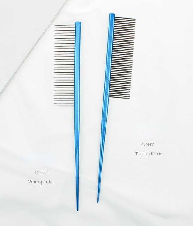 Pet Grooming Comb Rat Tail Comb Cat Hair Trimmer Combs Dog Hairstyle Comb Float Hair Removal Dematting for Cat Dogs Cat Comb Dog Comb Rounded Ends Pet Hair Comb for Home Grooming (One Size,Purple 1) One Size Purple 1 - PawsPlanet Australia