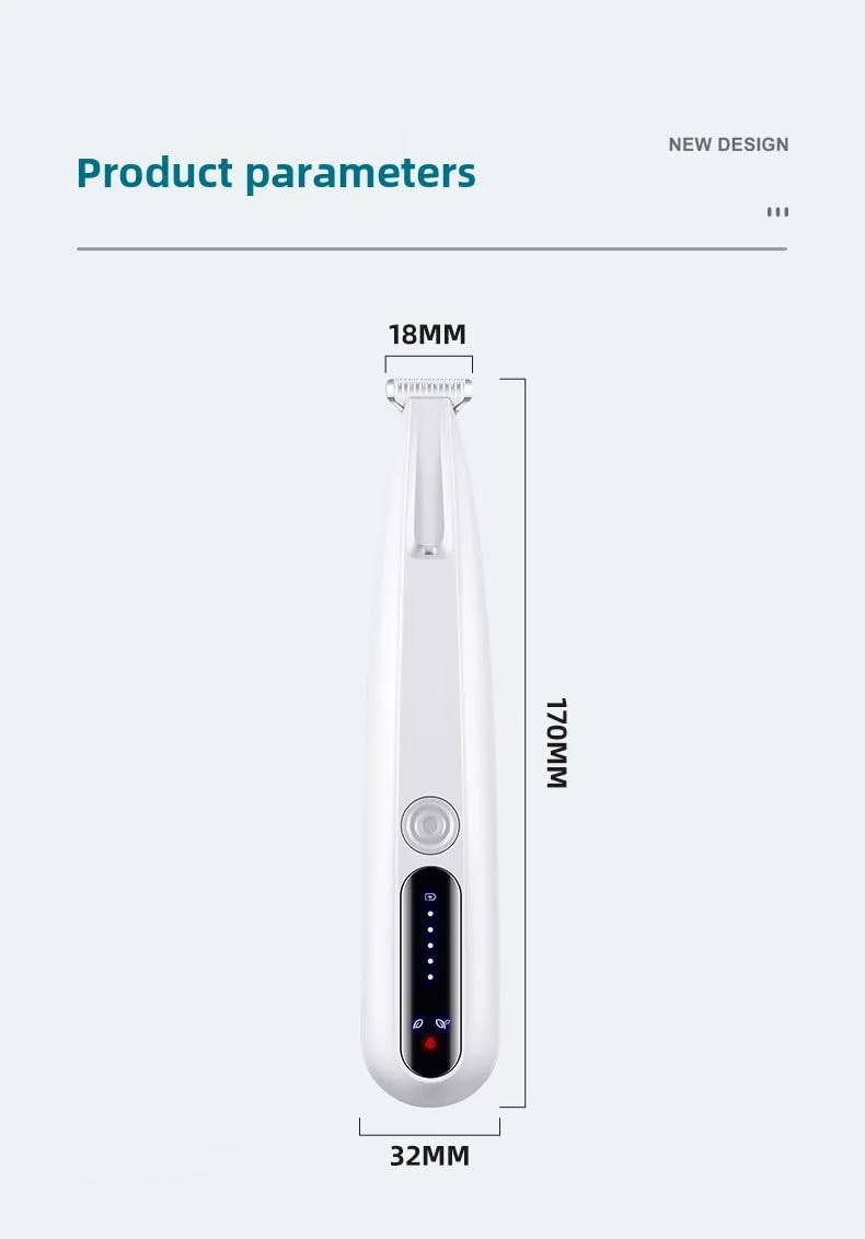 Upgraded Adjustable Speed Pet Trimmer with LED Light, Rechargeable, Waterproof, Low Noise, Portable, Pet Dog and Cat Hair Grooming Trimmer for Trimming Hair Around Pet Paws, Ears, Eyes, and Buttocks