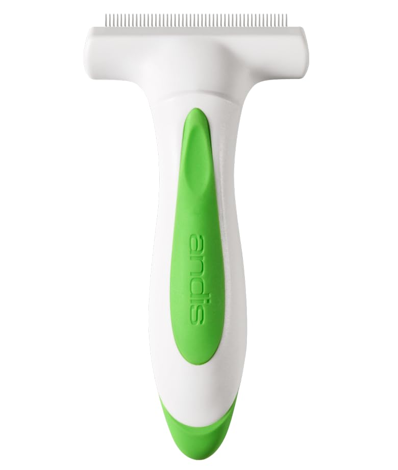 Andis Premium Fine-Tooth Deshedding Rake - White-Green - PawsPlanet Australia
