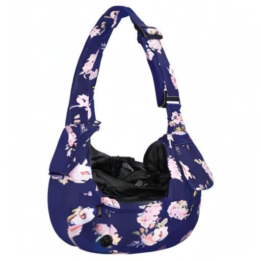 MOSISO Dog Cat Sling Carrier, Pet Carrier Camellia Tote Bag Hands Free Adjustable Padded Strap Breathable Polyester Soft Carrying Travel Shoulder Bag with Front Pocket for Small Dog Cat, Blue - PawsPlanet Australia