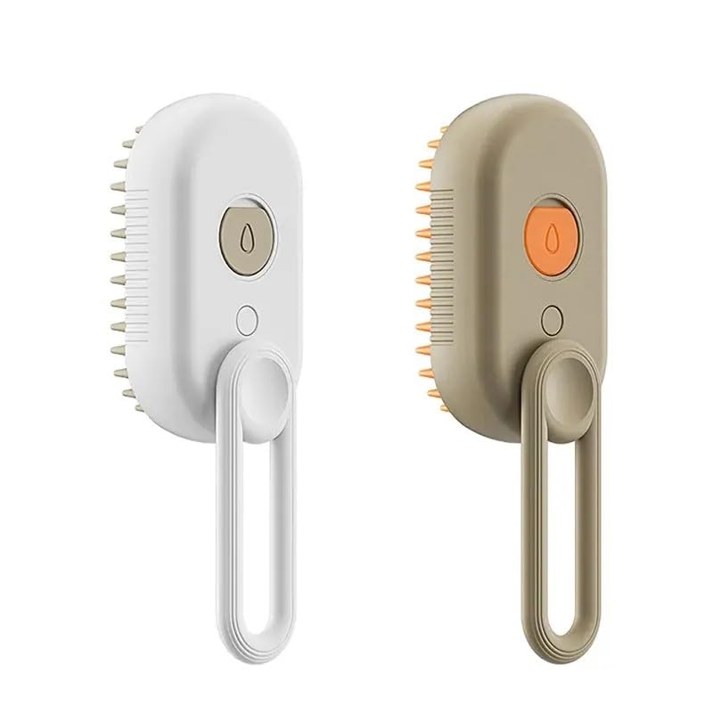Cat Steam Brush,Rechargeable with Handle,Self-Cleaning Grooming Tool,for Cats and Dogs,3 In1 Cat Steamy Brush, Multifunctional Hair Comb for Removing Tangled and Loose Hair (white) white - PawsPlanet Australia