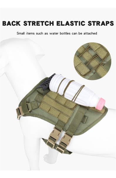Dog Tactical Vest Harness - for Walking, Training, Camping, Hiking, Hunting – Military Style – Comfortable - Breathable - Reinforced - Very Resistant (Green, Medium) Green - PawsPlanet Australia